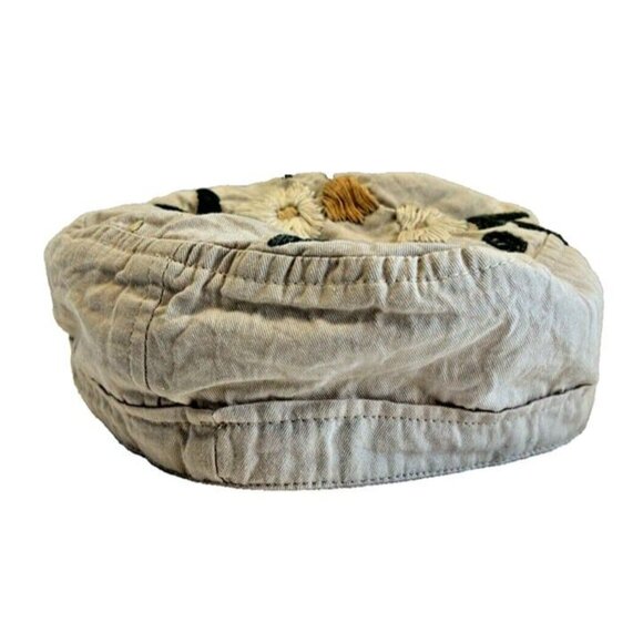 Vintage S/M 90s Y2K Newsboy Embroidered Floral Beige Rimmed Summer Spring Hat‎ main image 5